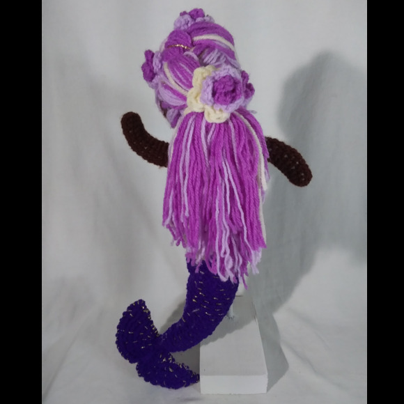 Crochet Purple Mermaid Doll - Picture 2 of 3